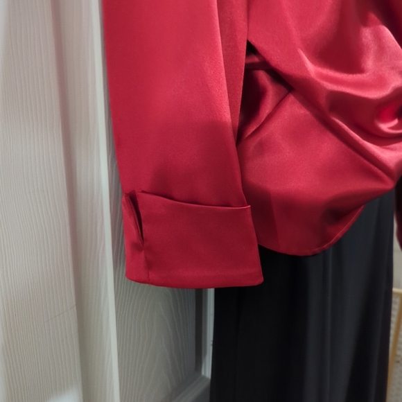 Vtg. 90's Sherry Martin New York Pantsuit Sz 6 Red/Black 2 Pc Wide Leg Pants/Jac - Picture 5 of 16